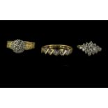 Three 18ct Gold Diamond Cluster Rings, a