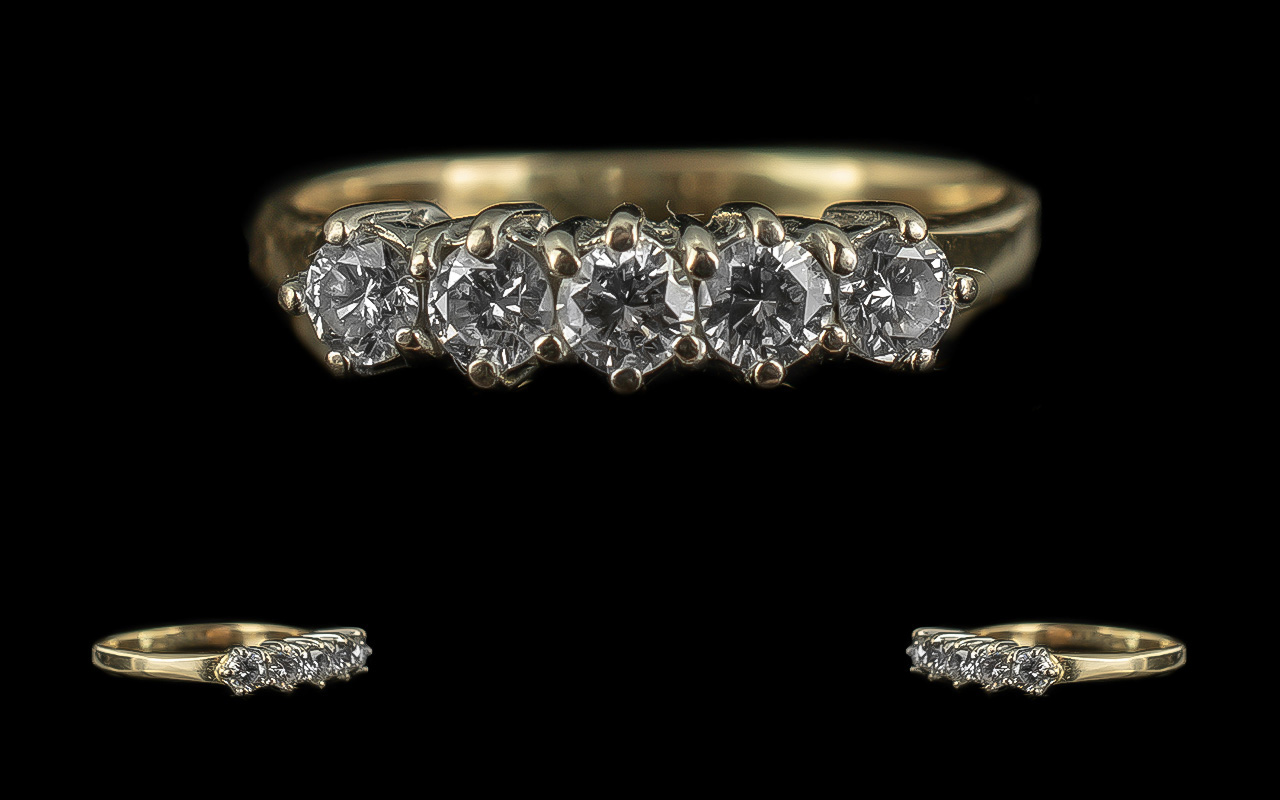 Ladies 18ct Gold - Pleasing 5 Stone Diam - Image 3 of 3