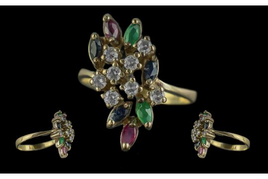 Ladies 15ct Multi-Gem Set Cluster Ring. - Image 3 of 3