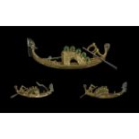 18ct Gold Signed Gondola Brooch, Set wit