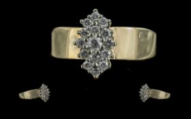 18ct Gold - Ladies Diamond Set Cluster R