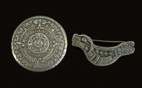 Mexican Sterling Silver Brooch Roundell,