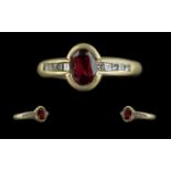 18ct Gold - Attractive Ladies Ruby and D