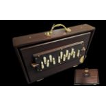 Shruti Box Harmonium, Welsh, with case, dark wood with brass handle and fittings,