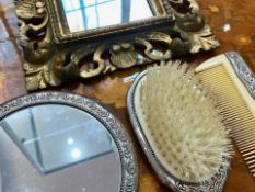 Silver Plated Dressing Table Set, comprising hairbrush, mirror and comb, with ornate design of