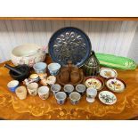 Quantity of Porcelain & Collectibles, including a Maling Lustre ware salad bowl and salad servers,
