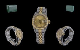 Rolex Oyster Perpetual Date Just Automatic Chronometer Ladies 18ct Gold & Steel Wrist Watch - Lugs