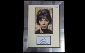 Photograph of Linda Thorsun with Signature, in the Avengers period, mounted, framed and glazed,