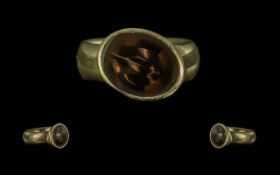 Georg Jensen - Superb Quality 18ct Gold Smoky Quartz Set Dress Ring.