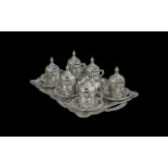 Turkish Tray With Six Cups & Saucers, and a lidded sugar pot,