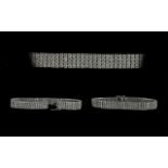 Fine Quality 18ct White Gold Four Row Diamond Set Bracelet, marked 750- 18ct,