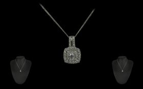 18ct White Gold Attractive Diamond Set Pendant, marked 750 - 18ct, with attached gold chain.