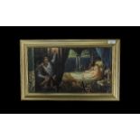 A. Mackinnon, 19th/20th century, Fantasy Sleeping Beauty,oil on canvas, framed. Measures 13" x 21".