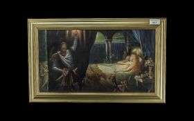 A. Mackinnon, 19th/20th century, Fantasy Sleeping Beauty,oil on canvas, framed. Measures 13" x 21".