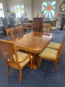 Hardwood Table & Six Matching Chairs, table with extending centre, decorative edges,