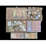 Collection of Assorted Coins, including European coins and notes,