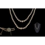Victorian Period 1837 - 1901 Fine Quality Double Strand Cultured Pearl Necklace with pearl set 9ct