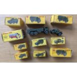 A Collection of Dinky Die Cast Toys, to include three 623 Army covered wagons,