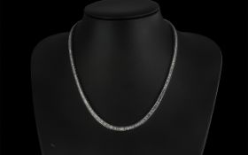 Ladies Contemporary Design 18ct White Gold Channel Set Diamond Necklace of superior quality,