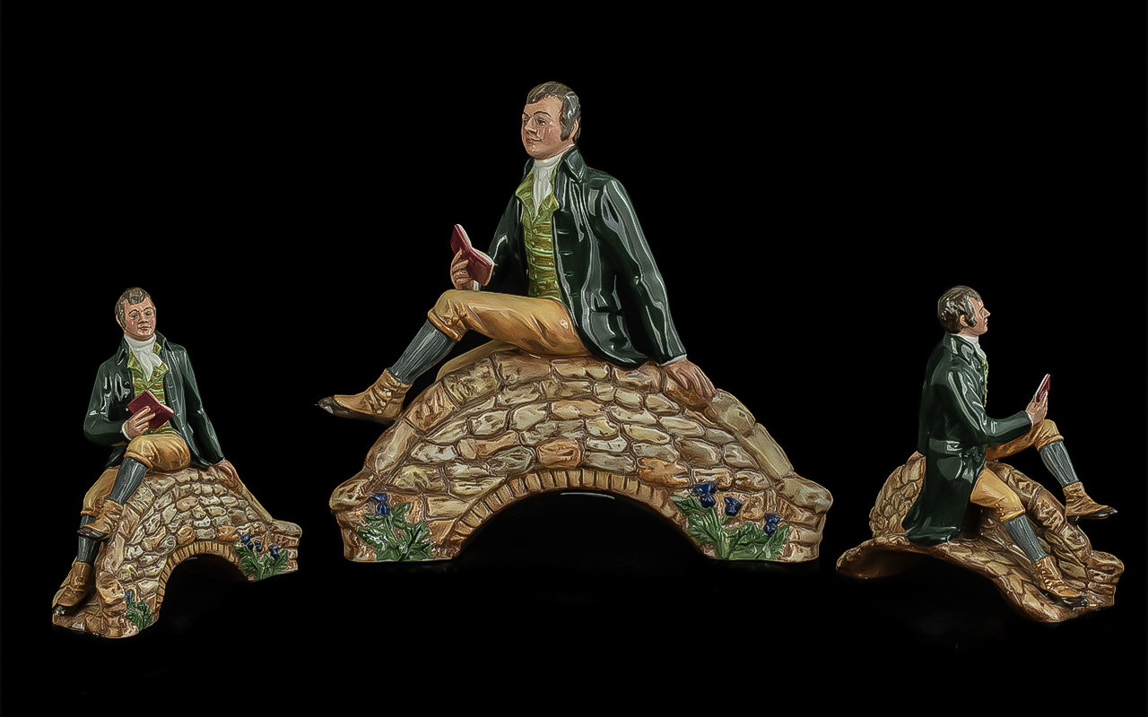 Royal Doulton Hand Painted Figure 'Robert Burns', sitting on a small bridge, HN3641,