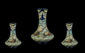 Moorcroft Hand Painted Tubelined Vase 'Noah's Ark' design Winds of Change. Date 2000.