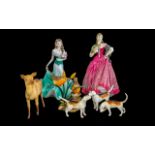 A Small Collection of Ceramics to include three Beswick hunting dogs and a deer figure,