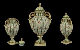 Rudolstadt Signed Two Handle Handpainted Lidded Vase, of excellent form.