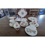 Royal Albert Set 'American Beauty', comprising five cups, two saucers, 4 side plates, cake plate,