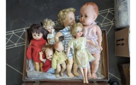 Doll Interest - Large Suitcase Containing & Quantity of Vintage Dolls, assorted sizes and shapes,