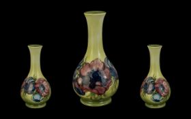 Moorcroft 1940's Small Tubelined Vase 'Anemone' design, on yellow ground.