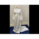 1970's Vintage Wedding Dress from Kendals of Manchester, satin dress with high neck and empire line,