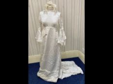 1970's Vintage Wedding Dress from Kendals of Manchester, satin dress with high neck and empire line,