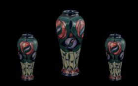Moorcroft - 'Tribute' Hand Painted Art Pottery Tubelined Vase 'Charles Rennie Mackintosh' Pattern,