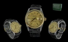 Rolex Oyster Perpetual Datejust Chronometer Gents 18ct Gold & Steel Cased Wrist Watch. Model No.