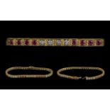 Ladies 18ct Yellow Gold Superb Quality Ruby and Diamond Set Line Bracelet, marked 18ct,