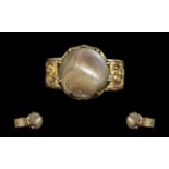 Victorian Period 1837 - 1901 Impressive 9ct Gold Ornate Banded Natural Pearl Set Ring.