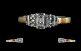 Ladies - Excellent Quality Contemporary Designed 18ct Gold Diamond Set Dress Ring,