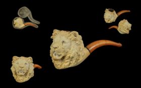 Small Mixed Lot to include a carved Meerschaum pipe in the form of a lion's head, in fitted case,