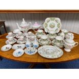 Box of Bone China, including Crown 'Chelsea Manor' coffee set comprising coffee pot,