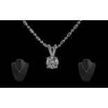 18ct White Gold Superb Contemporary Diamond Set Pendant with attached 18ct white gold fancy chain,