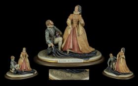 Capo-di-Monte Porcelain Figure ' Elizabeth & Raleigh', sculptured by artist B Merli,
