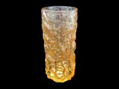 Whitefriars Tangerine Glass Tree Bark Vase, a Geoffrey Baxter (British,