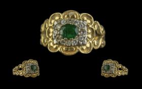 An Antique 18ct Gold Emerald & Diamond C
