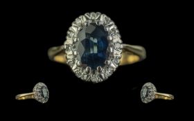 18ct Gold Sapphire & Diamond Cluster Rin