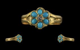 Antique Period Attractive 22ct Gold Turq