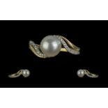 18ct Yellow Gold Cultured Pearl and Diam