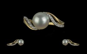 18ct Yellow Gold Cultured Pearl and Diam