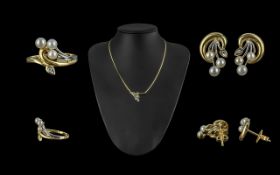 18ct Gold Trio Set of Necklace, Ring & E