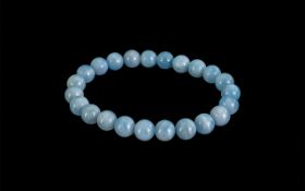 Aquamarine Bead Bracelet, round beads of