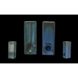 Troika St Ives Small Pair of Rectangular Blue Glazed Vases with roundels,